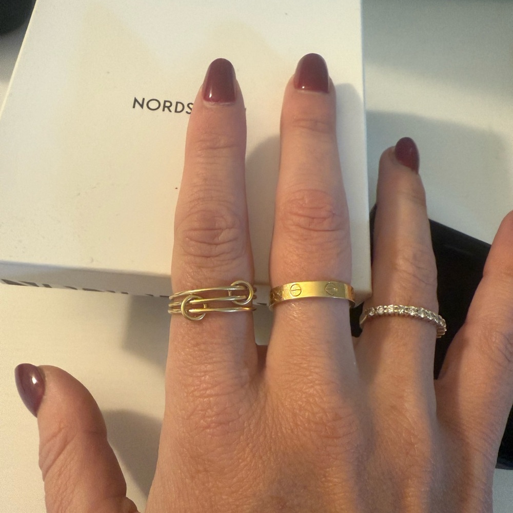 Gold Knot and Screw-Accent Stackable Ring Set - Solarium